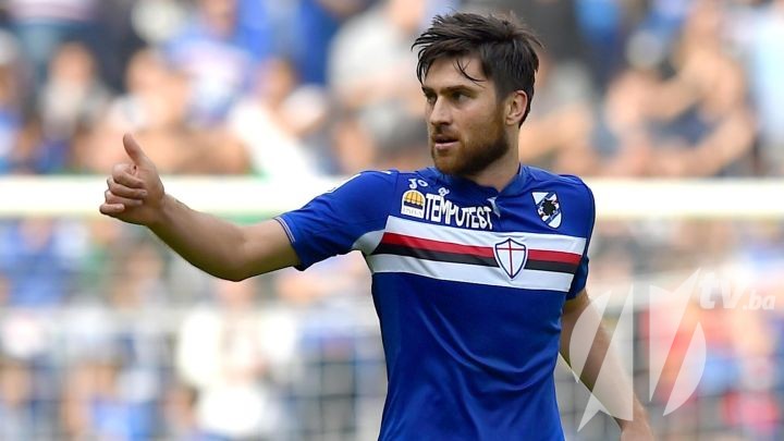 epa04994803 Sampdoria's Bosnian defender Ervin Zukanovic celebrates after scoring a goal with a header during the Italian Serie A soccer match Uc Sampdoria vs Hellas Verona Fc at Luigi Ferraris Stadium in Genoa, Italy, 25 October 2015. EPA/SIMONE ARVEDA